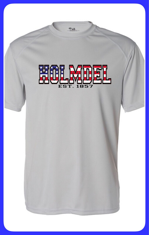 Silver Or blue Holmdel American Flag Dri Fit T shirt
