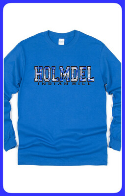 Heathered Royal Blue Holmdel Indian Hill youth & Adult long sleeve T