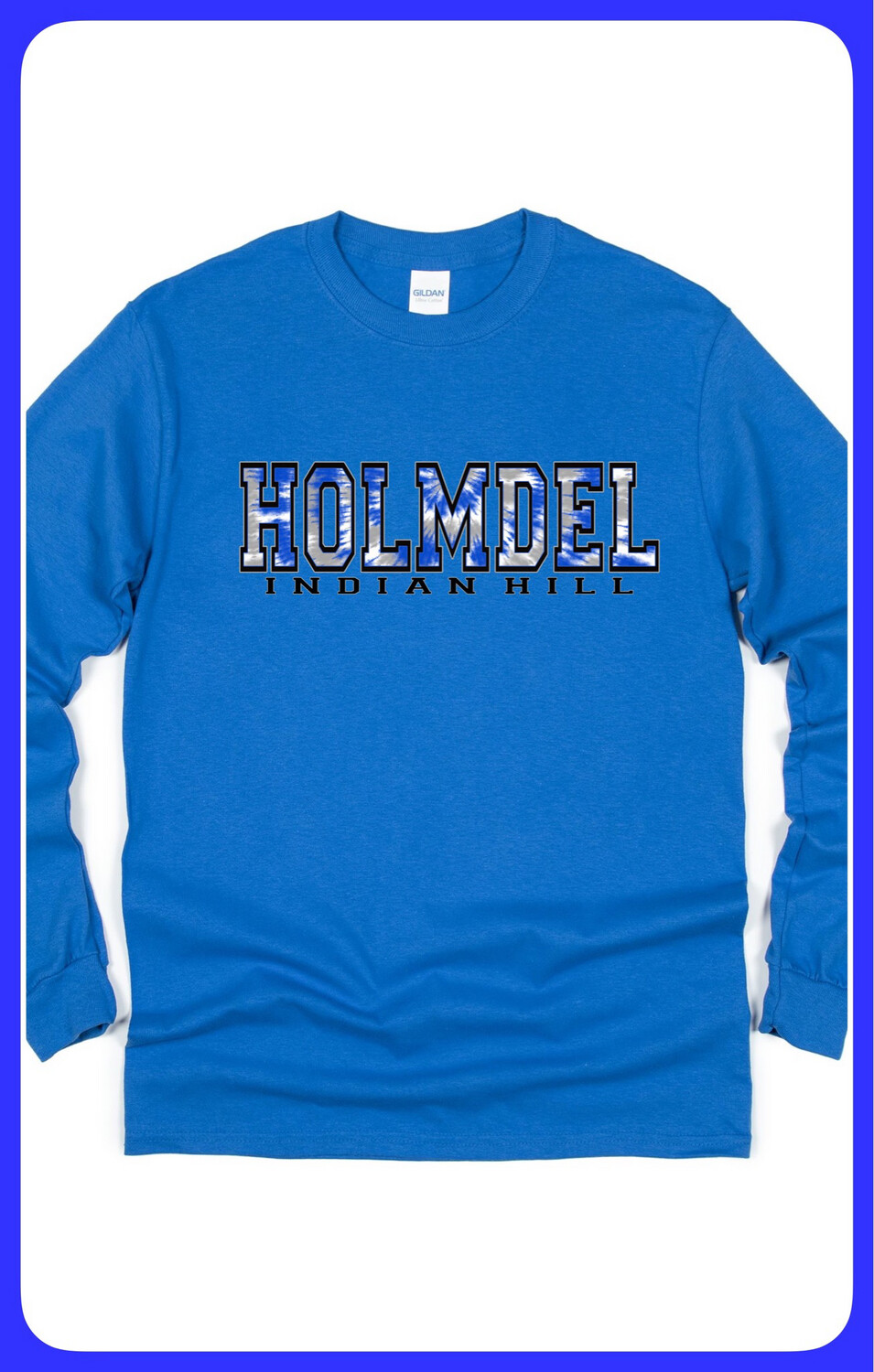 Heathered Royal Blue Holmdel Indian Hill youth & Adult long sleeve T