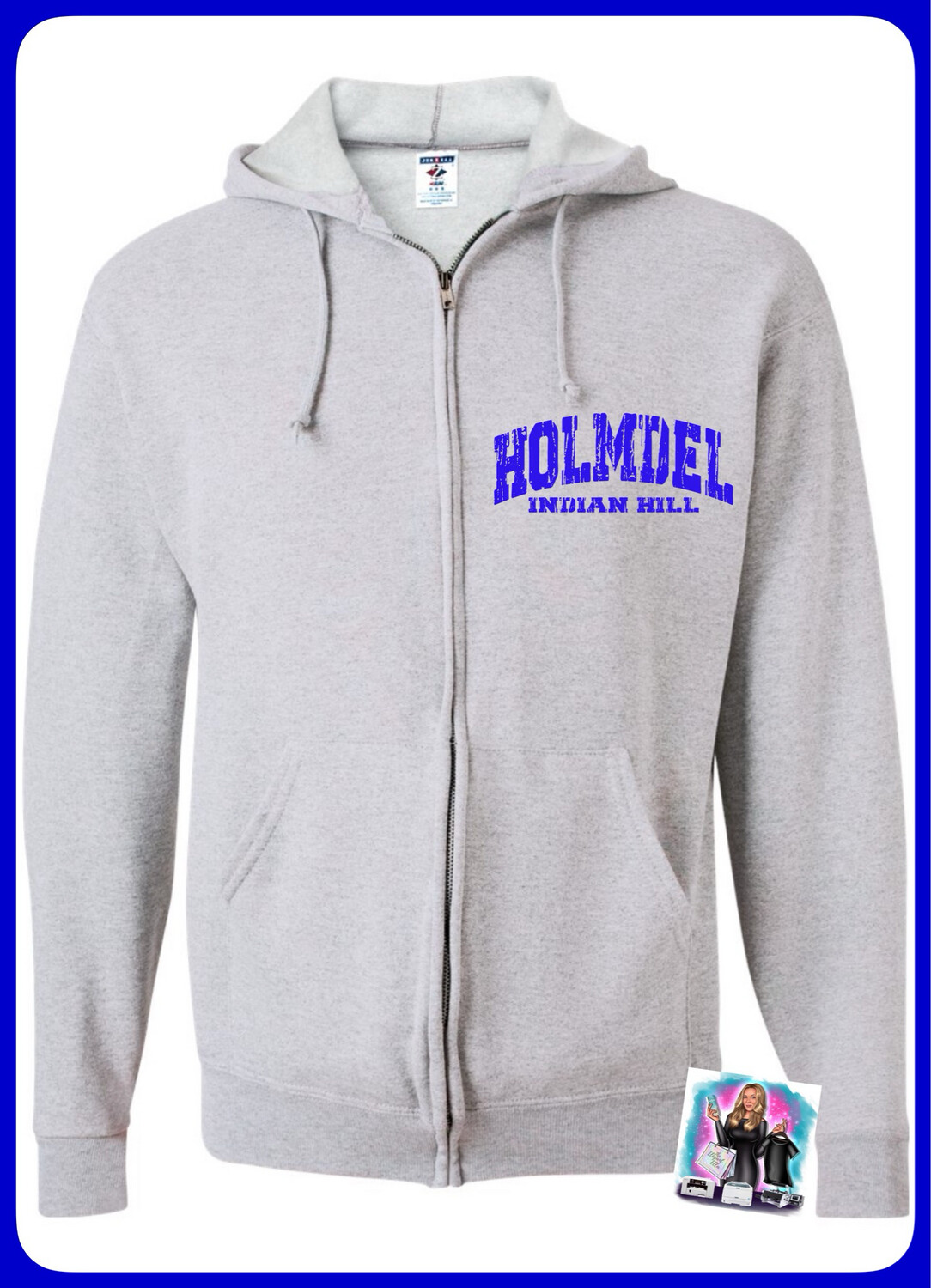 Gray Full Zip IH Distressed Sweatshirt