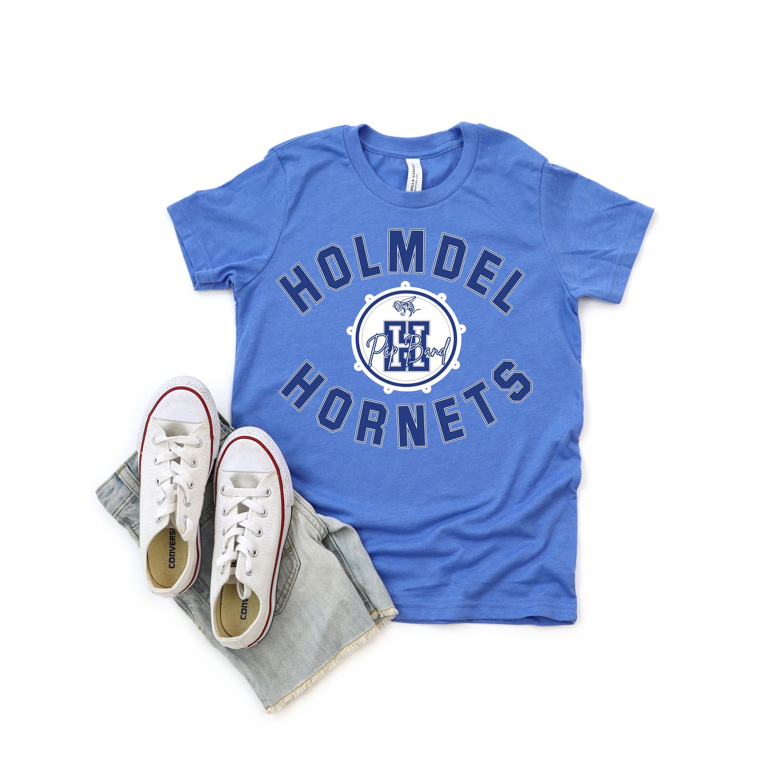 HOLMDEL HORNETS Heather Royal  PEP BAND T SHIRT