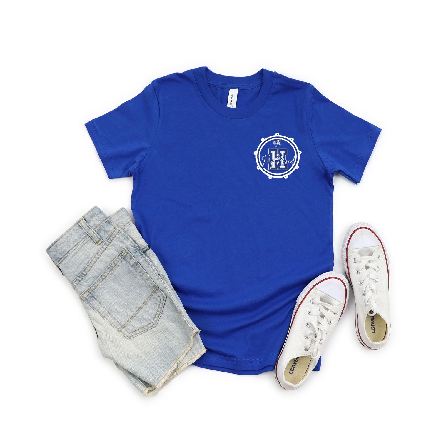 Small logo  Royal Blue PEP BAND T SHIRT