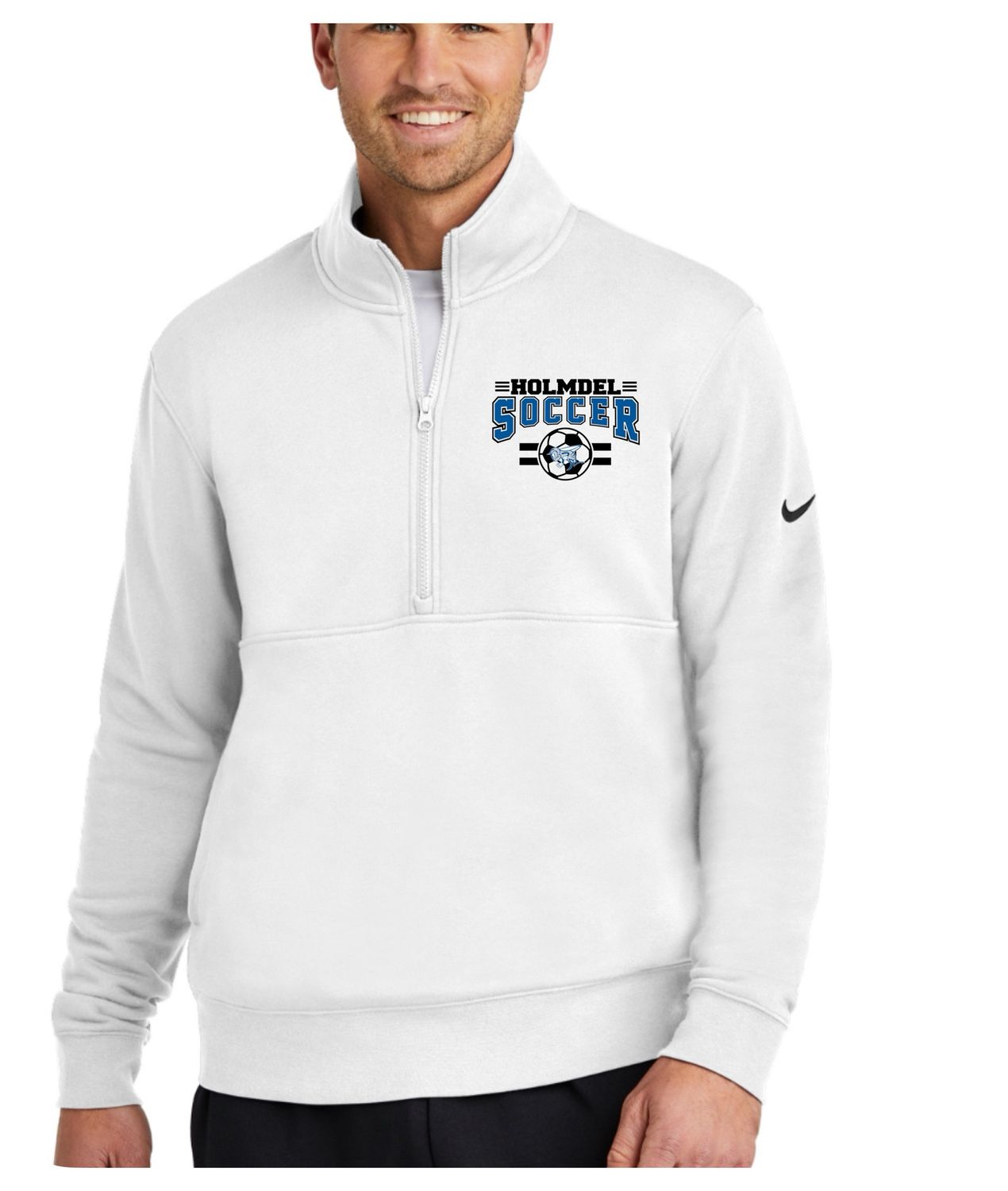 NIKE White 1/4 zip Holmdel Soccer Sweatshirt