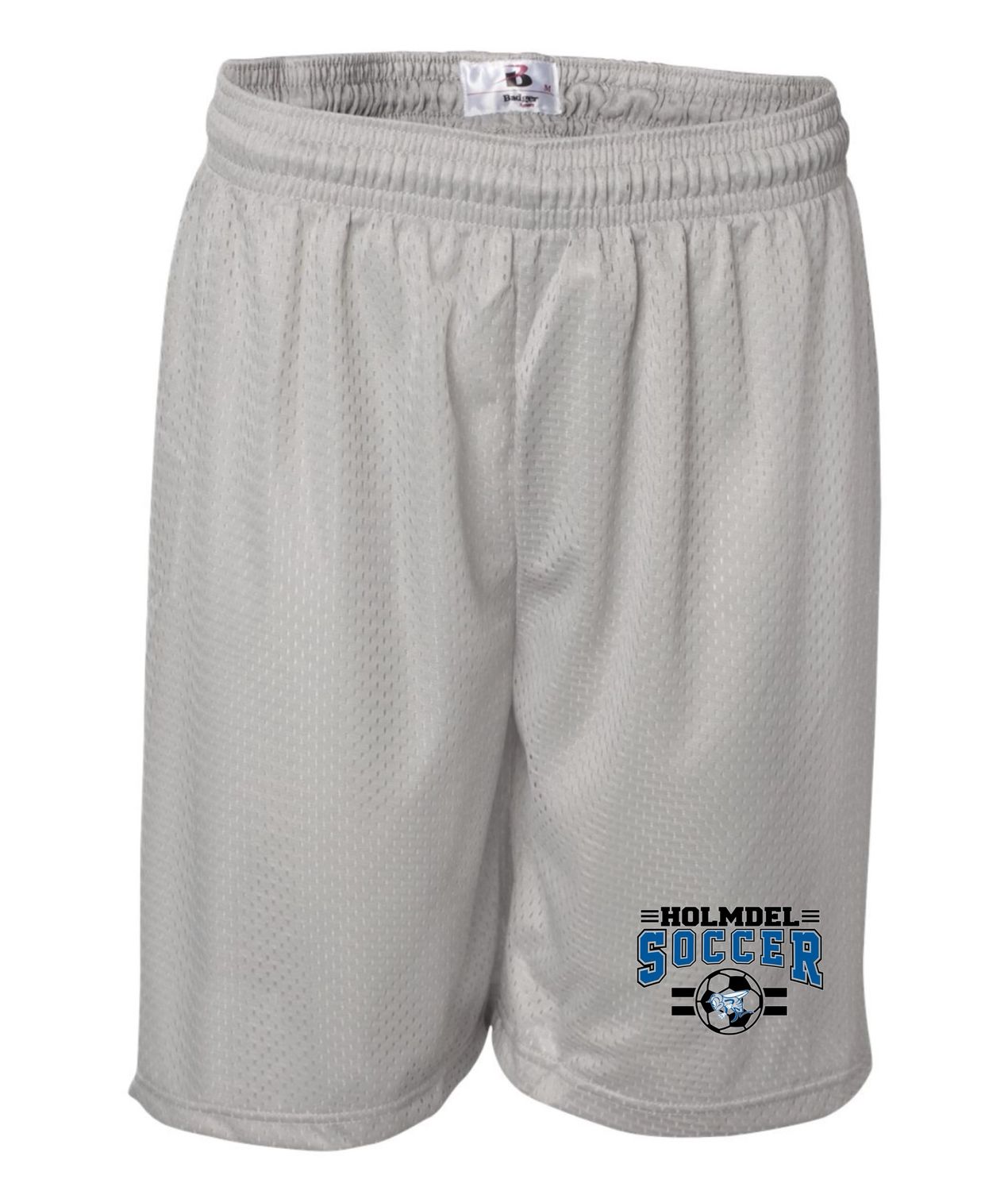 7 inch mesh athletic shorts- Silver