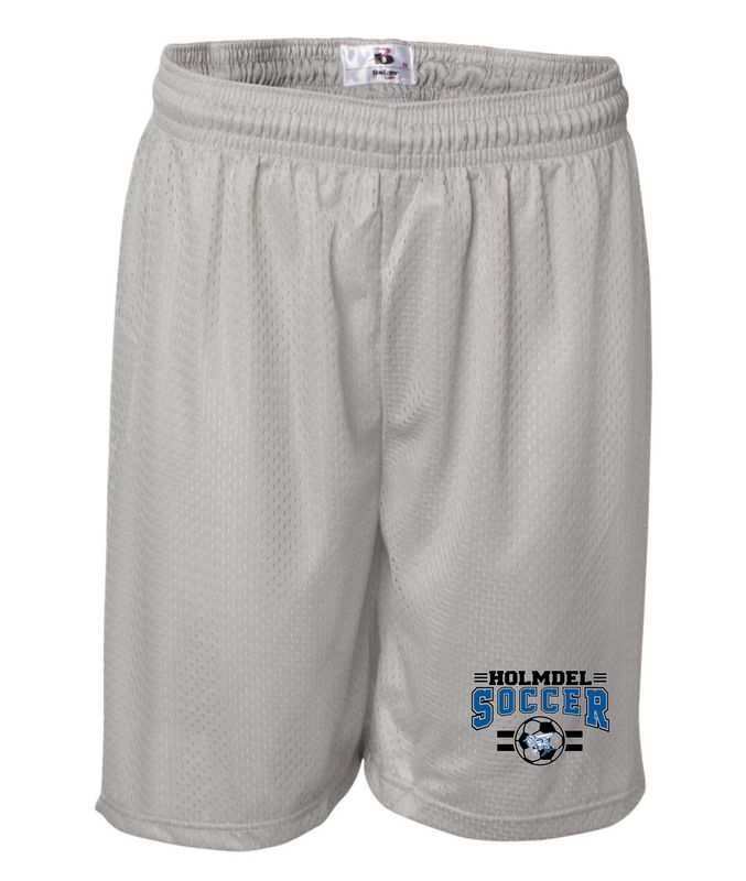 7 inch mesh athletic shorts- Silver