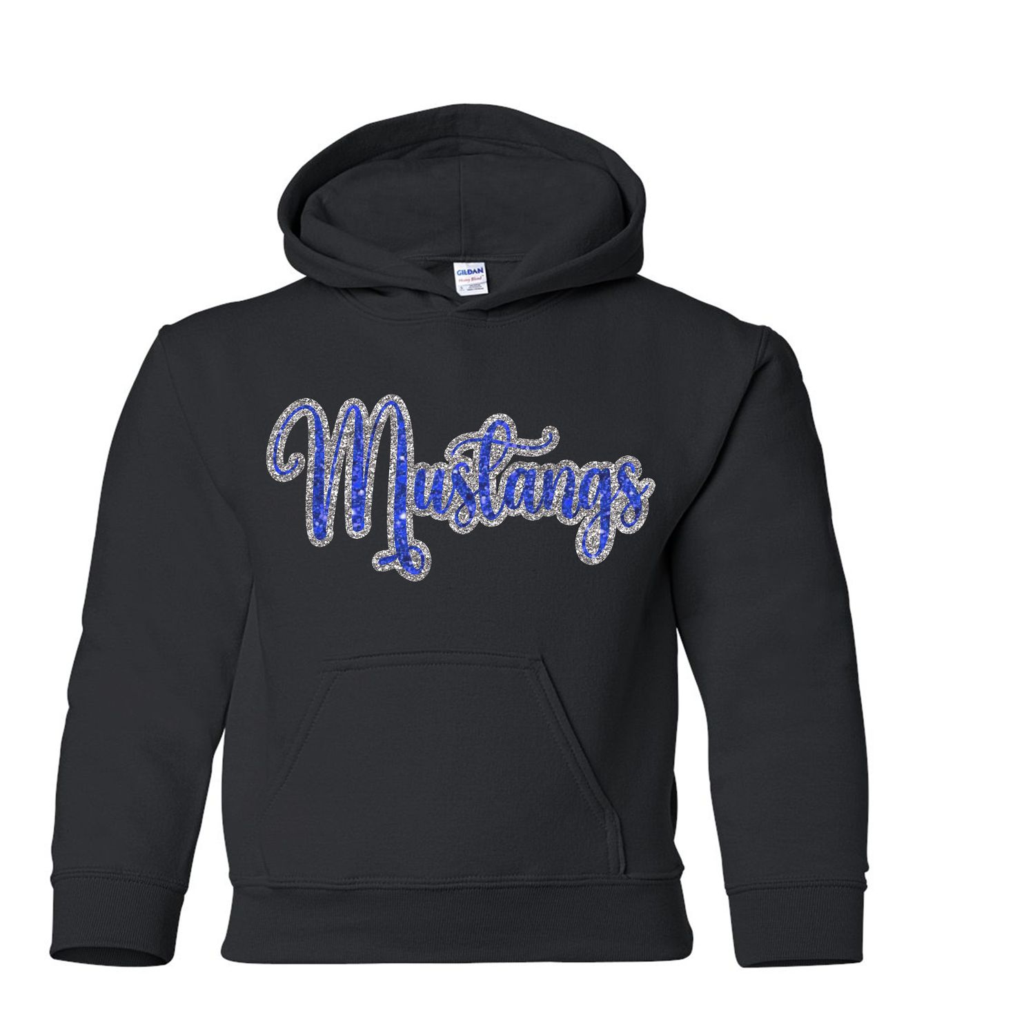 Mustangs Glitter effect Black Hoodie Sweatshirt