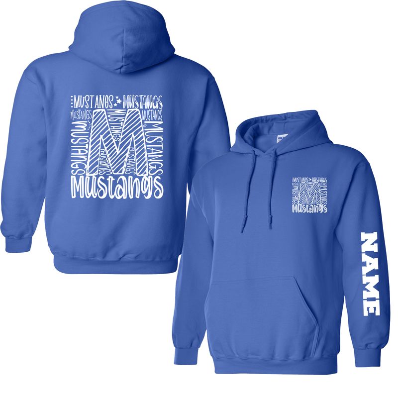 Mustangs Royal Blue Typography Hoodie Sweatshirt