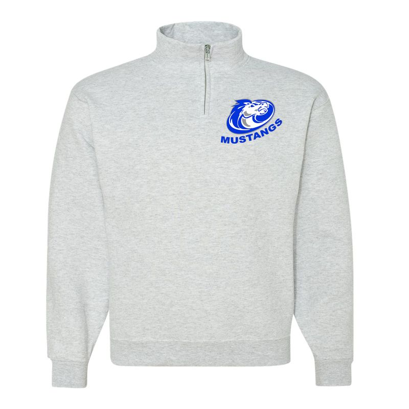 Mustang Logo Ash Gray 1/4  Zip Sweatshirt