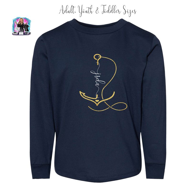 JSDA Navy ACHOR long Sleeve T-Shirt Adult- Youth-Toddler