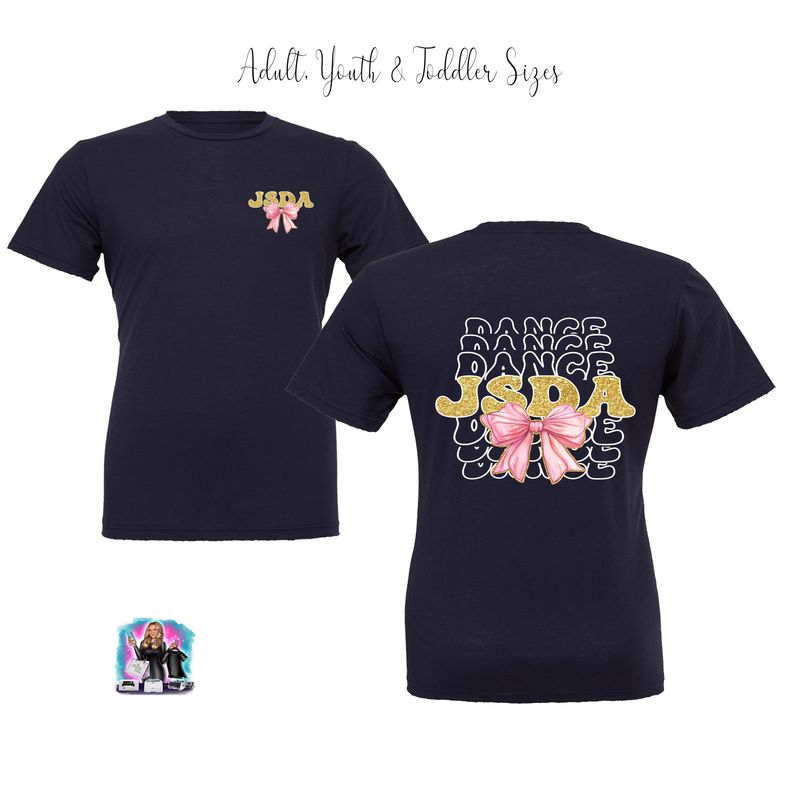 JSDA Navy BOW T-Shirt Adult- Youth-Toddler