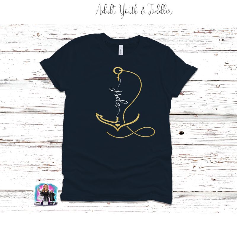 JSDA Navy Anchor T-Shirt Adult- Youth-Toddler