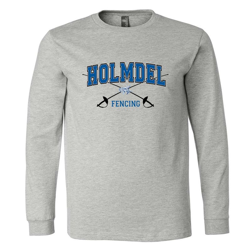 HOLMDEL FENCING Heathered Gray Long Sleeve T- Shirt
