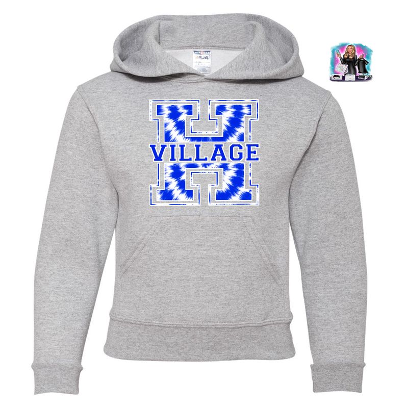 Gray Village H- tie dye graphic Hoodie