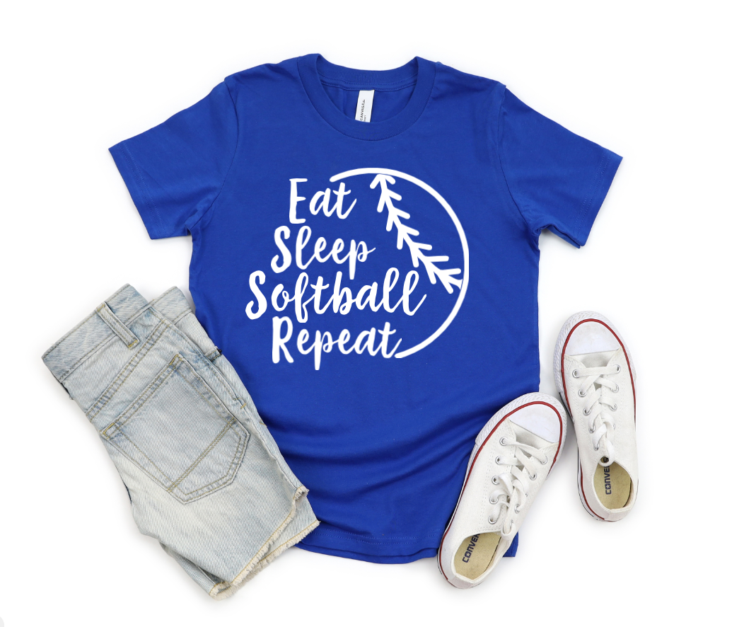 EAT SLEEP SOFTBALL REPEAT T-SHIRT