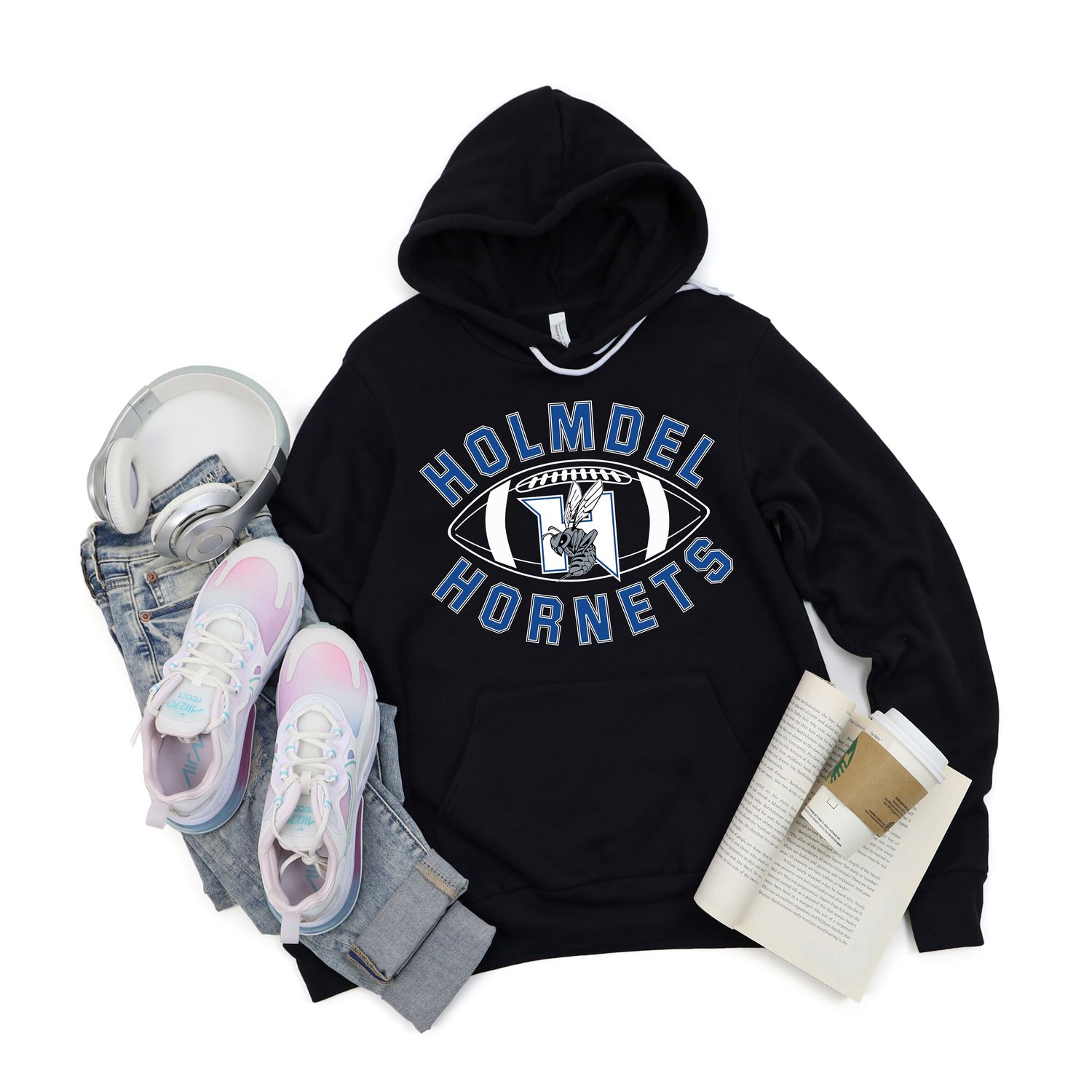 BLACK YOUTH &amp; ADULT Holmdel FOOTBALL hoodie