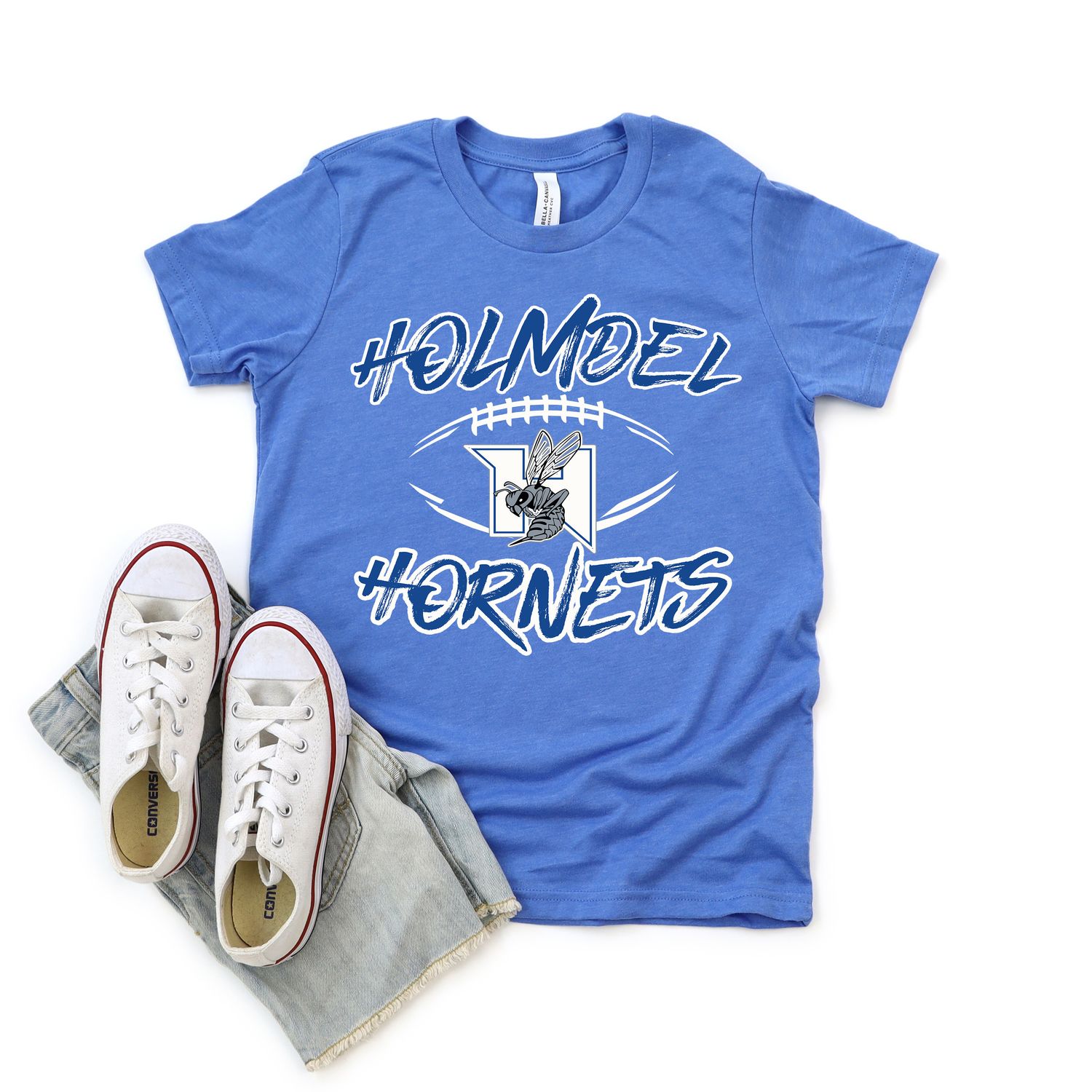 Holmdel  HFA Football T Shirt- Heathered Royal