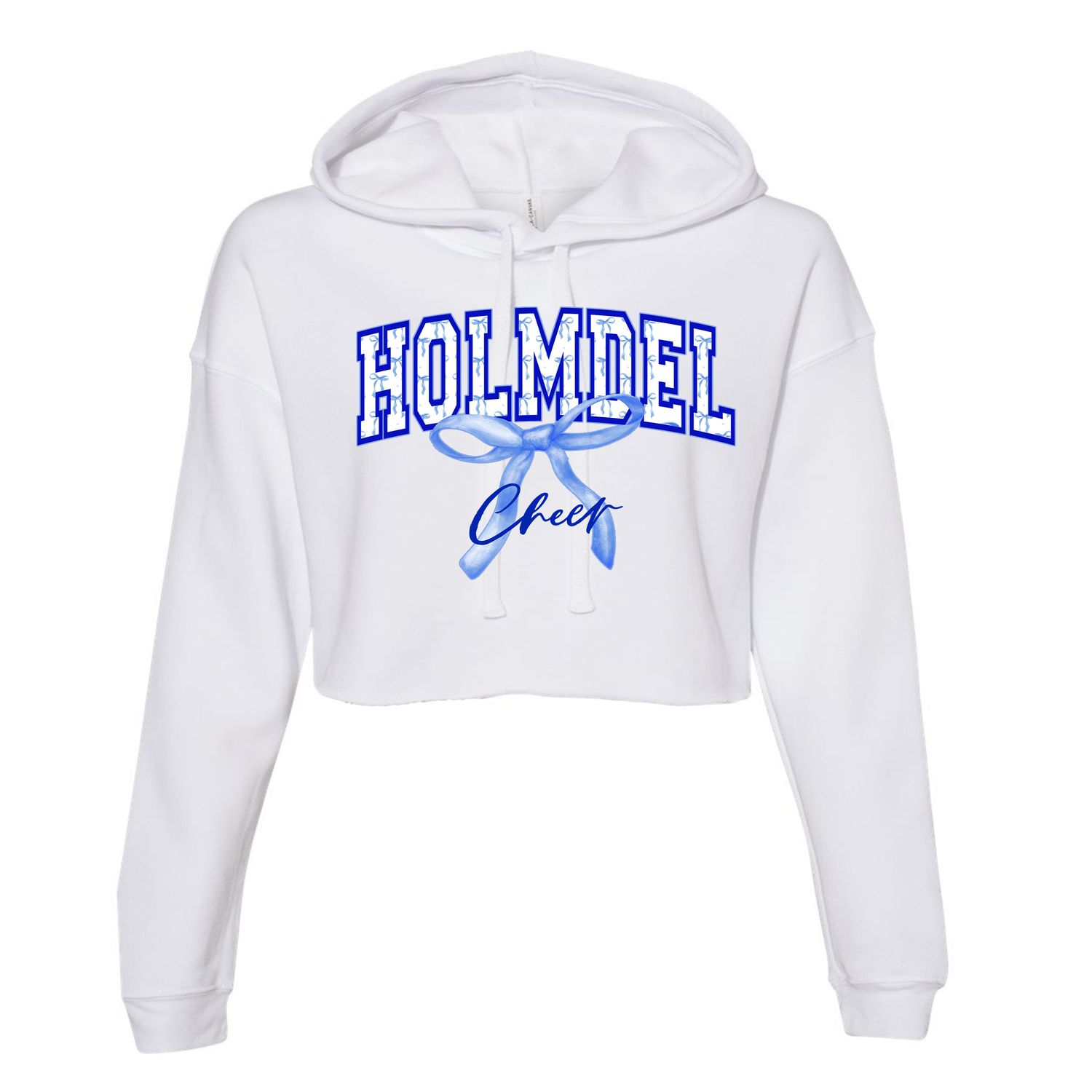 Holmdel HFA WHITE Cheer coquette bow HOODIE  CROPPED sweatshirt