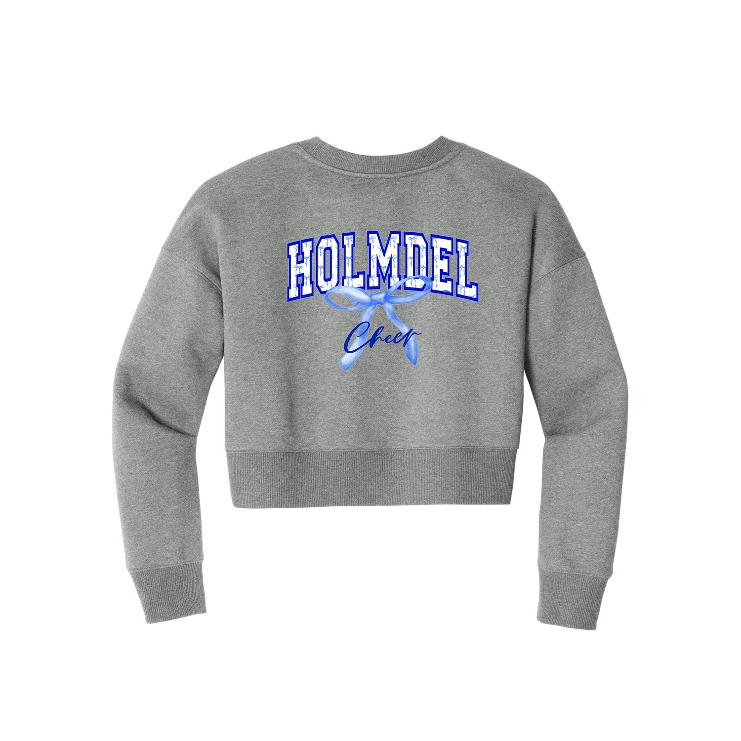 Holmdel HFA WHITE Cheer coquette bow CREW NECK CROPPED sweatshirt