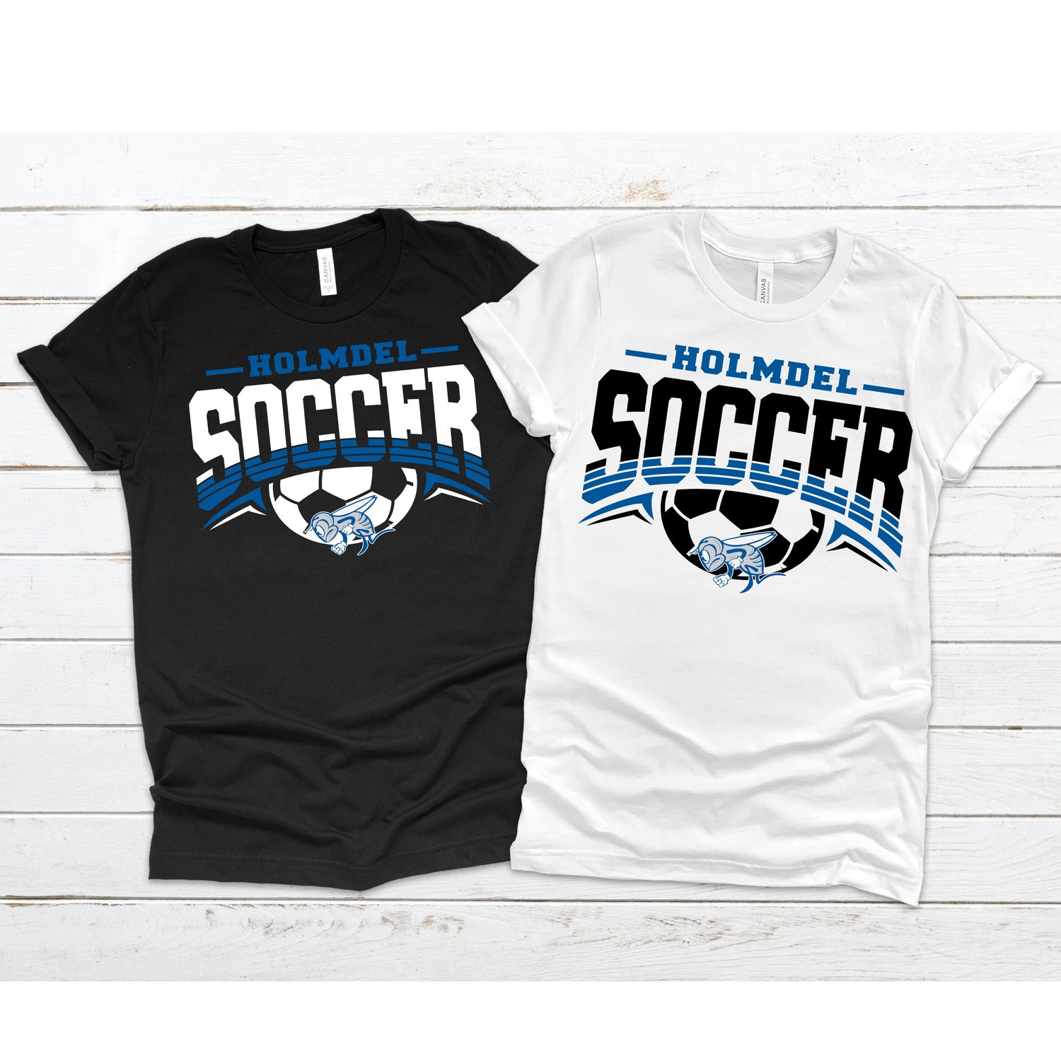 Holmdel Soccer T shirt-Black or White  Bella &amp; Canvas