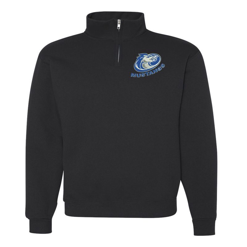 Embroidered Mustang Logo Black 1/4  Zip Sweatshirt