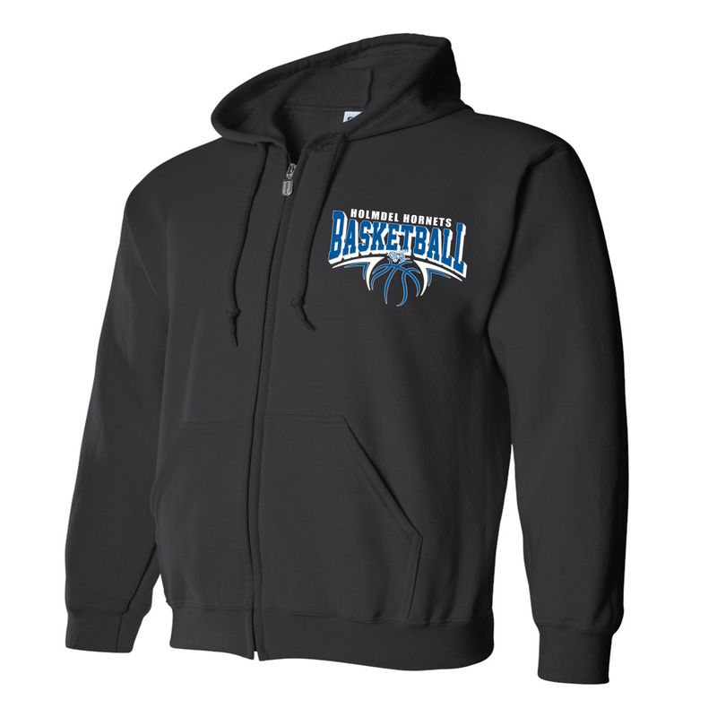 BLACK-  Holmdel Hornets Full Zip Sweatshirt – Basketball Graphic”