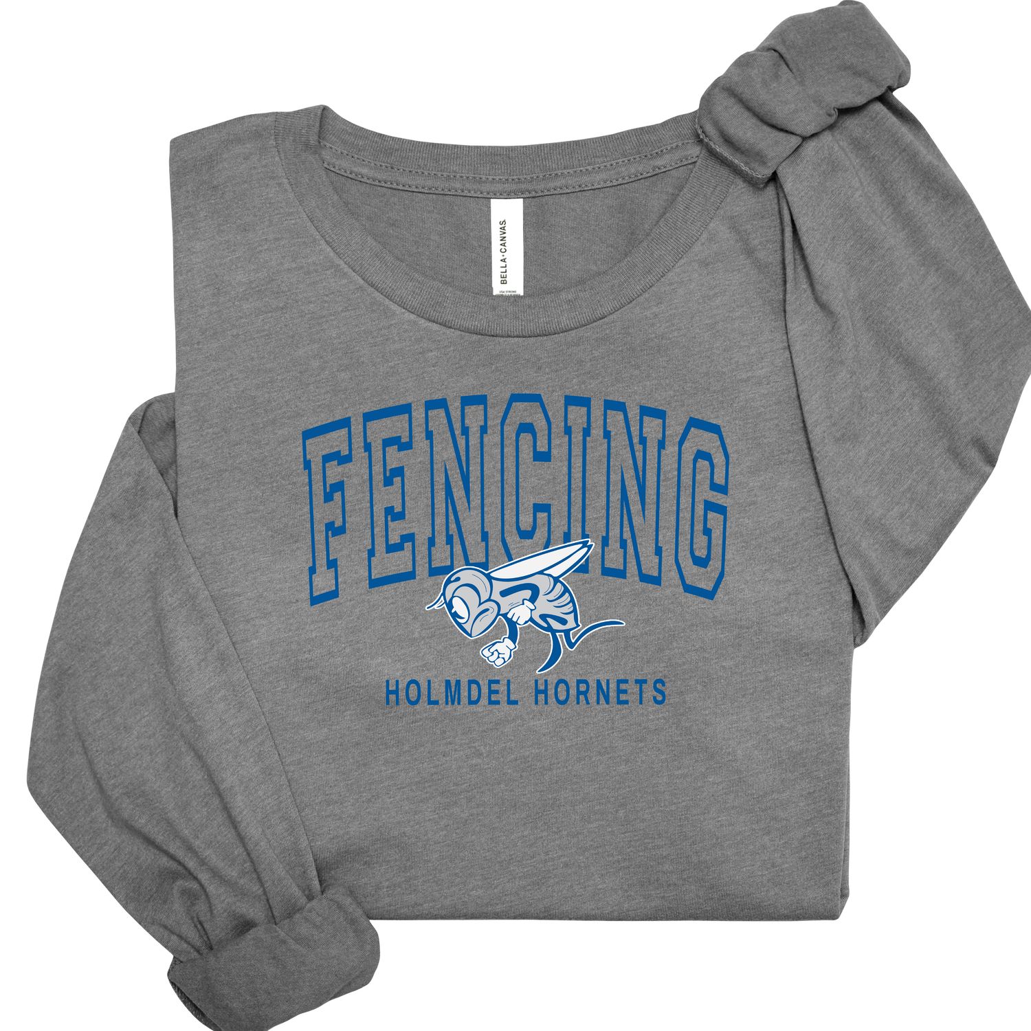 FENCING- Holmdel Hornets Dark  Gray Long Sleeve T- Shirt