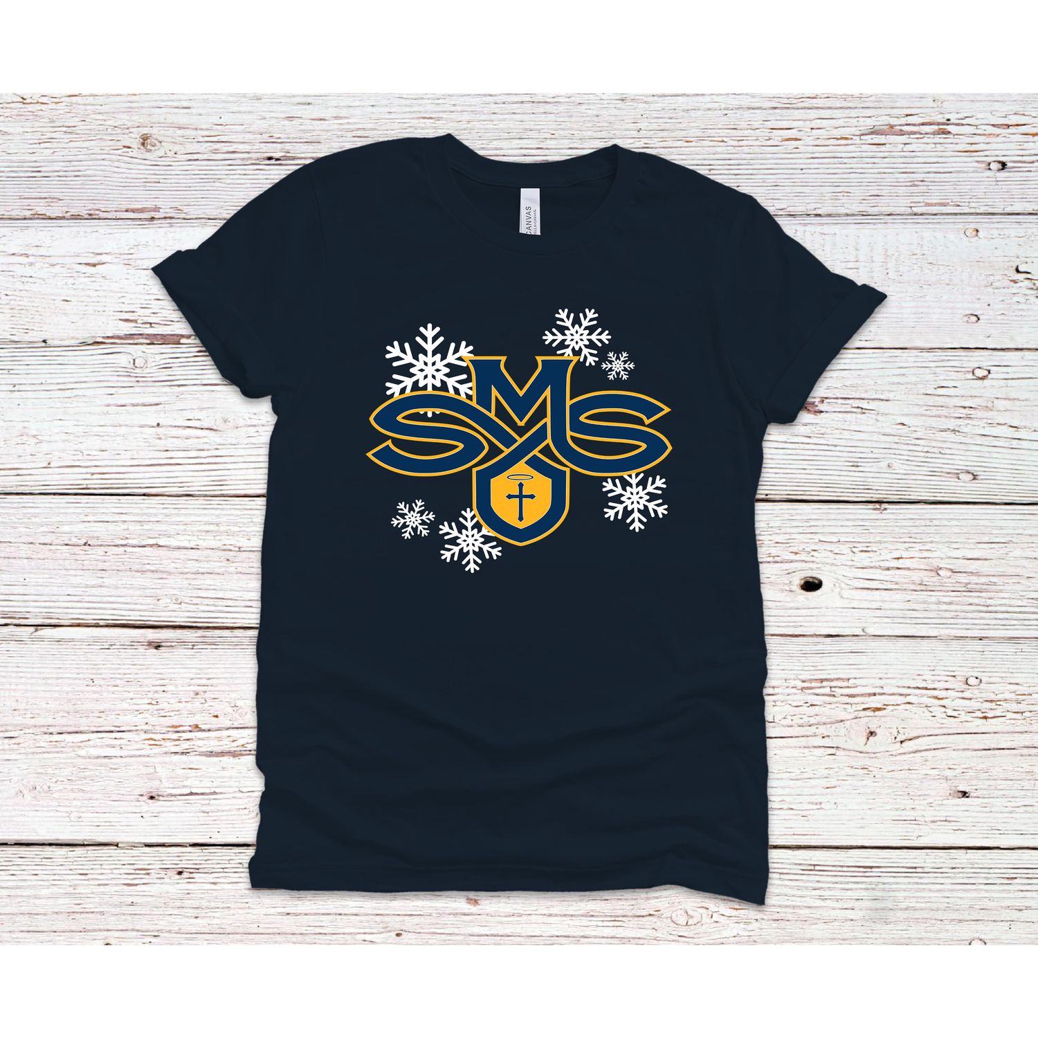 SMS Navy T Shirt with snowflake design