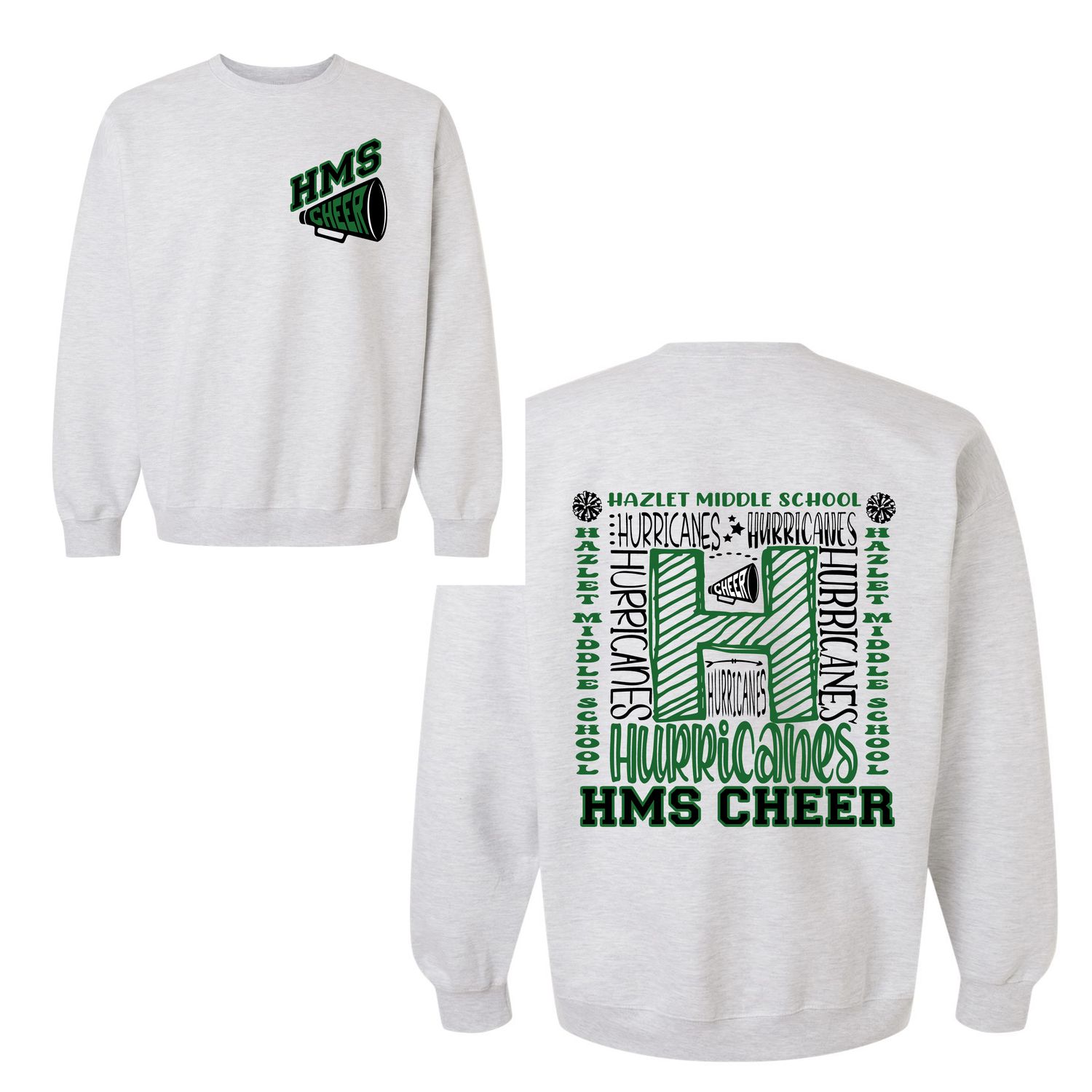 HMS ash gray Typography  Crewneck