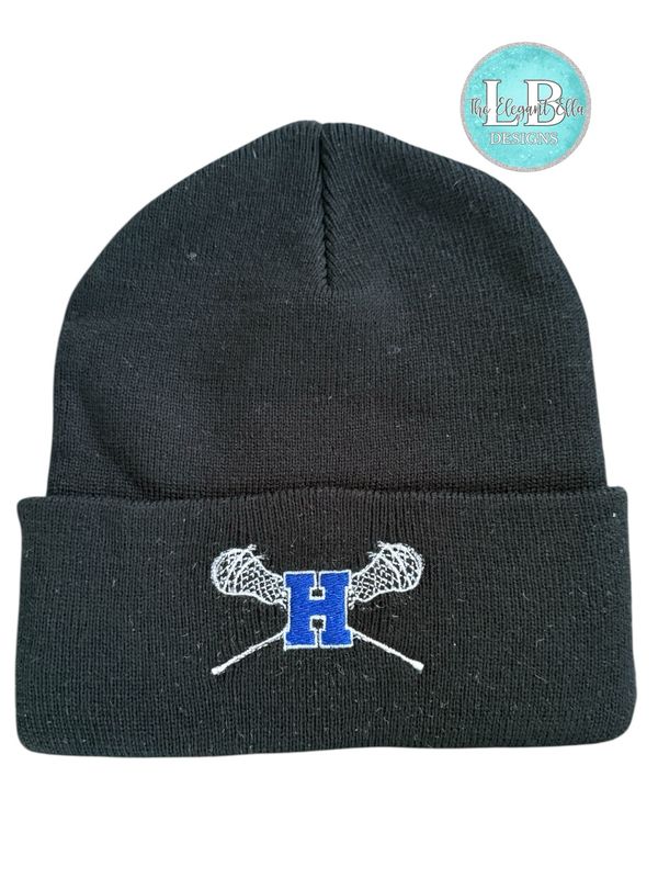 HHS Boys LACROSSE pom pom or Beanie  Embroidered Hat