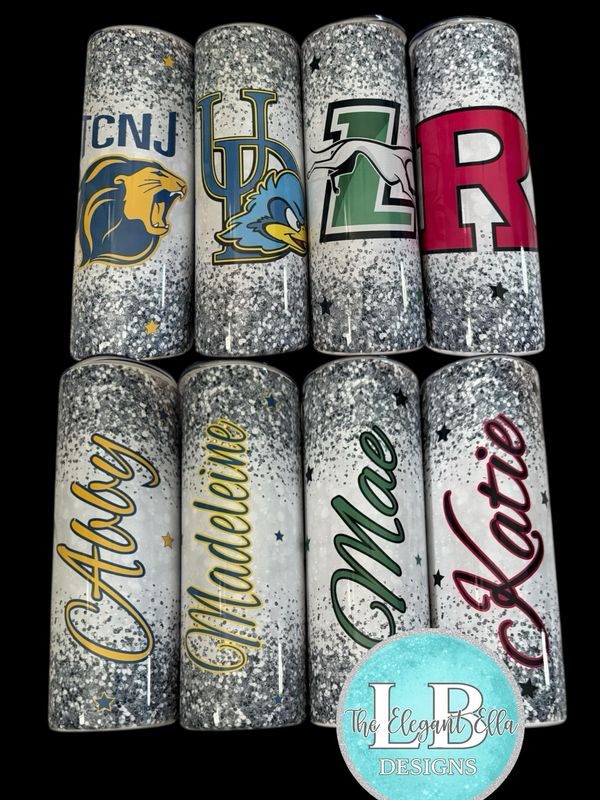 Custom College Glitter Tumbler – Personalized with Name