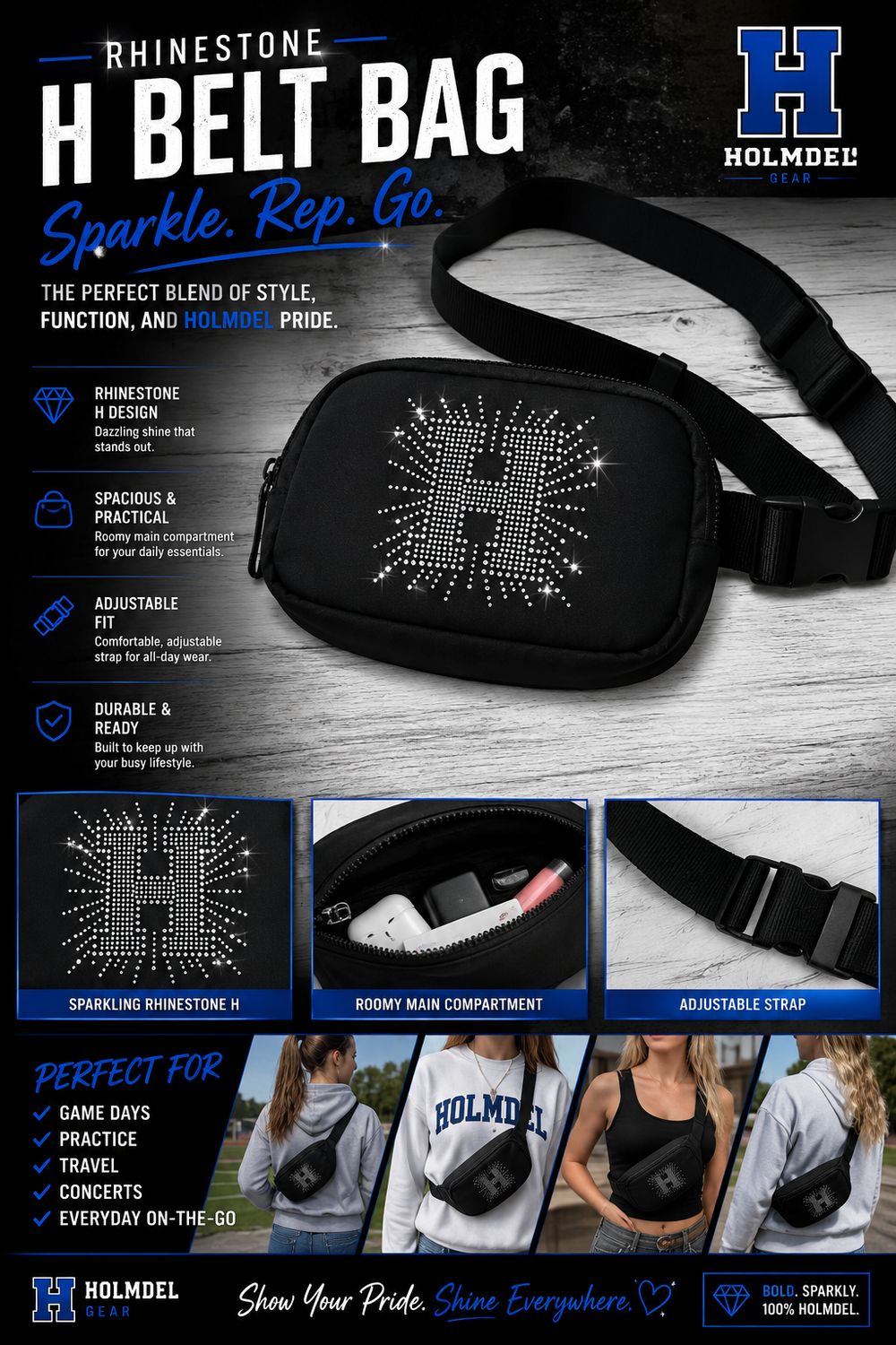 HFA ​Holmdel Rhinestone H Belt Bag