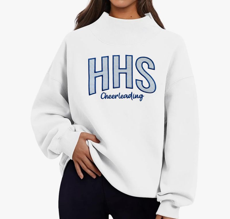 HHS Cheerleading Appliqué Embroidery Mock Neck Sweatshirt