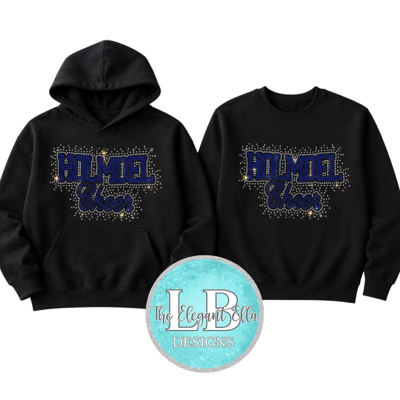 HOLMDEL CHEER Rhinestone Hoodie or Crewneck