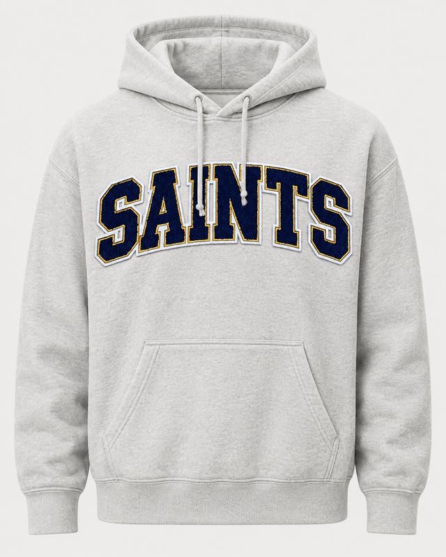 SMS Ash Gray Hoodie Chenille SAINTS Patch