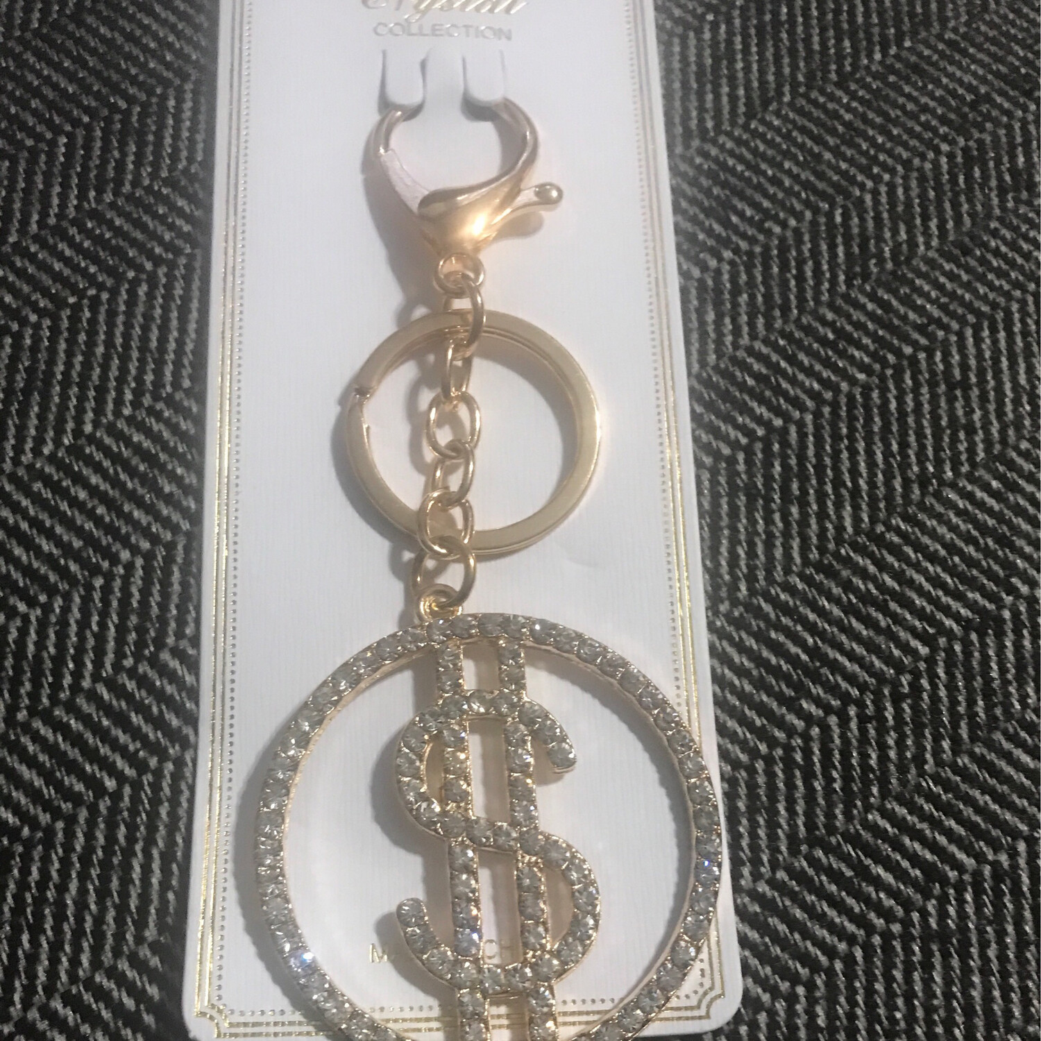 Bling Rhinestone $ Gold Keychain