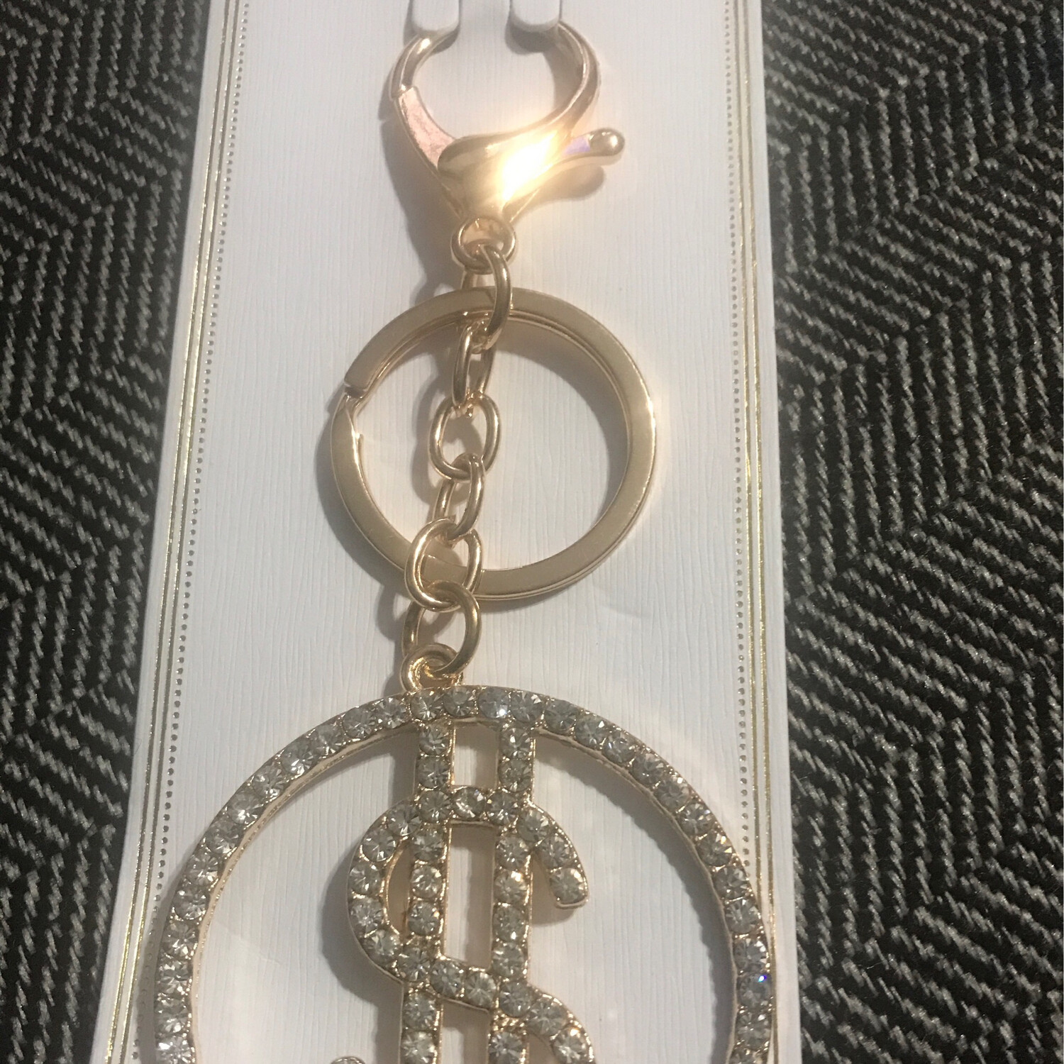 Bling Rhinestone $ Gold Keychain