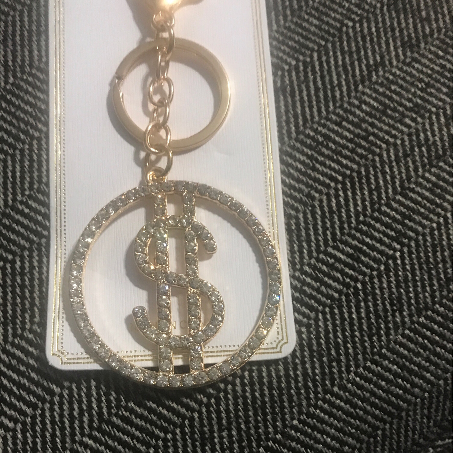 Bling Rhinestone $ Gold Keychain