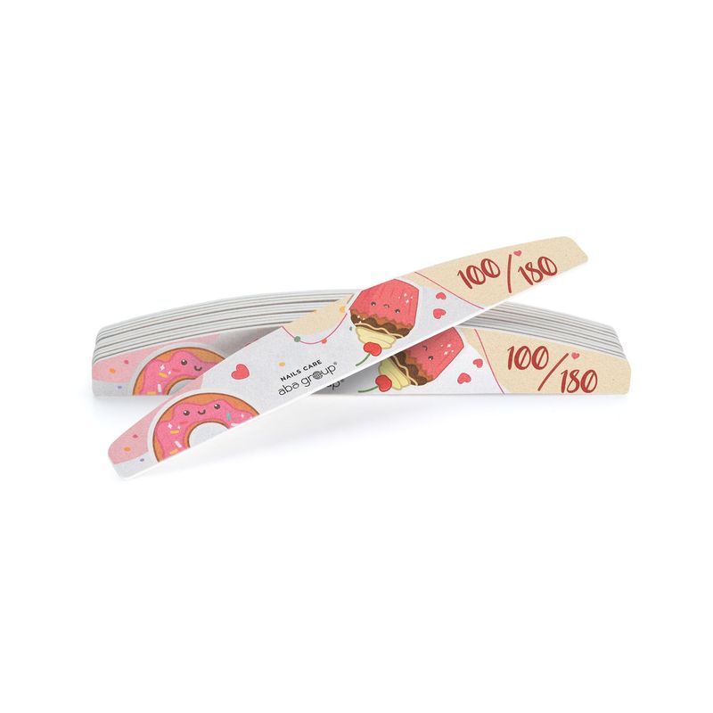 Aba Group - Nagelvijl LIMITED EDITION - HALVE MAAN 100/180 "Nails Care" - Colorful Cookies, 25 stuks