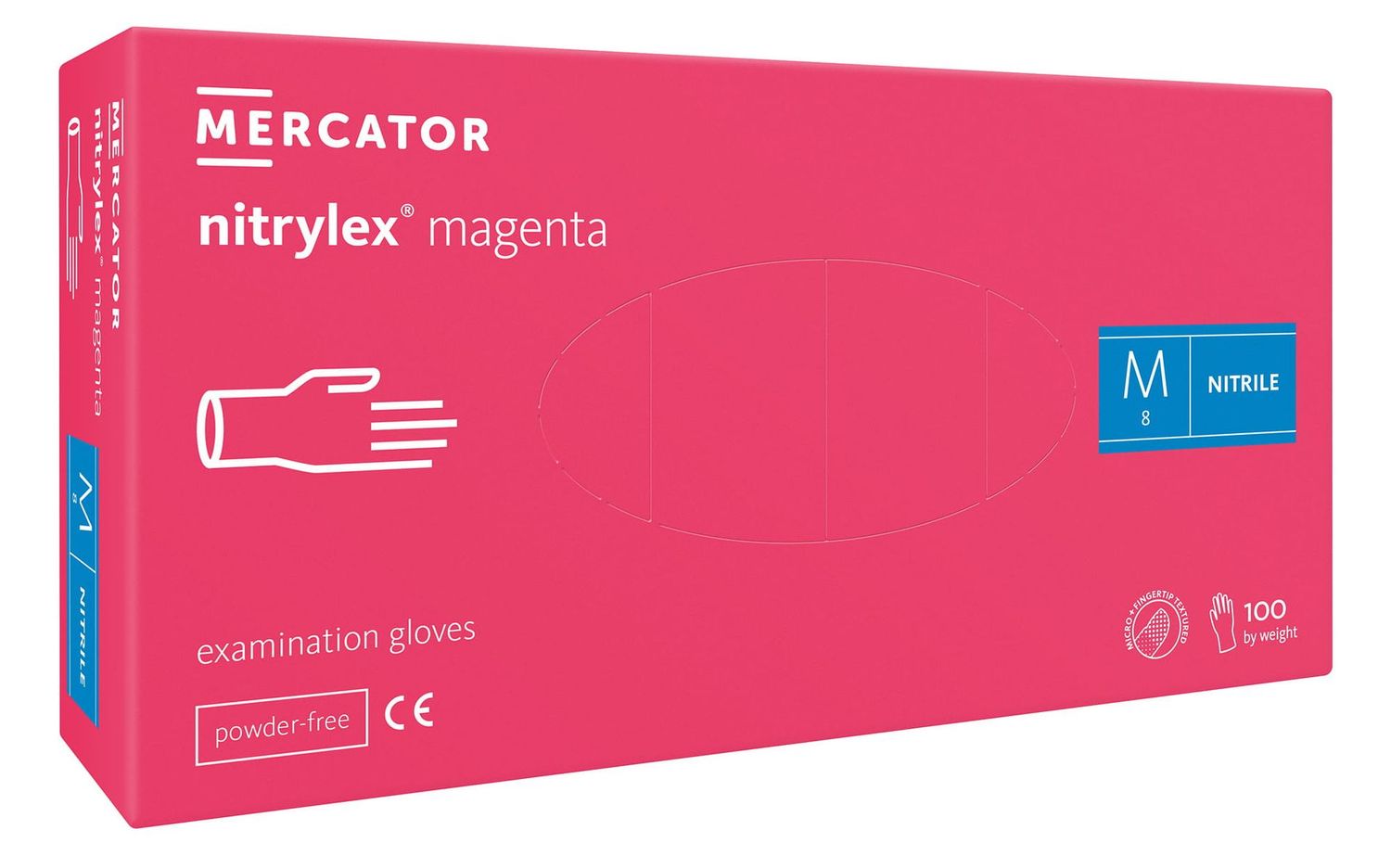MERCATOR - Poedervrije nitrilhandschoenen – magenta M