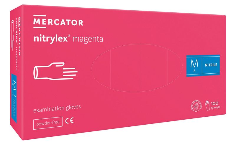 MERCATOR - Rękawice nitrylowe bezpudrowe – magenta M
