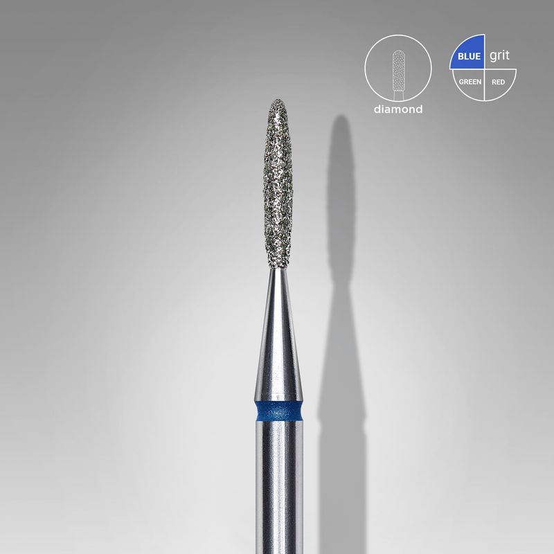 Staleks - Burghiu Diamant Pentru Unghii, "Flame", Albastru, Diametru Cap 1,4 Mm, Piesa De Lucru 8 Mm (FA10B014/8)