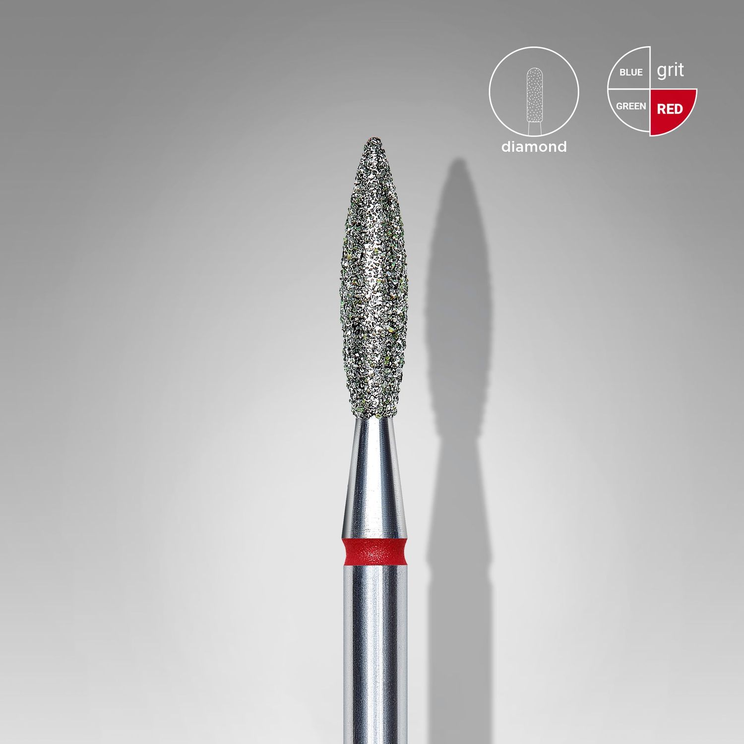 Staleks - Burghie Diamant Pentru Unghii, Staleks - Burghie Diamant Pentru Unghii, "Flame", Rosu, Diametru Cap 2,3 Mm, Piesa De Lucru 10 Mm (FA10R023/10)