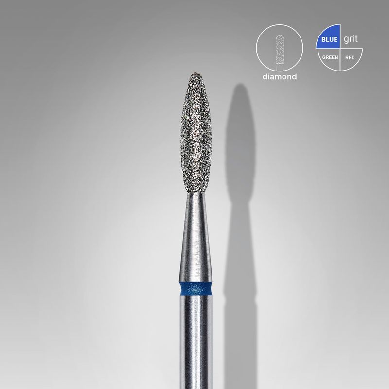 Staleks - Frez diamentowy do paznokci płomień niebieski EXPERT średnica główki 2,1 mm / część robocza 8 mm, FA10B021/8