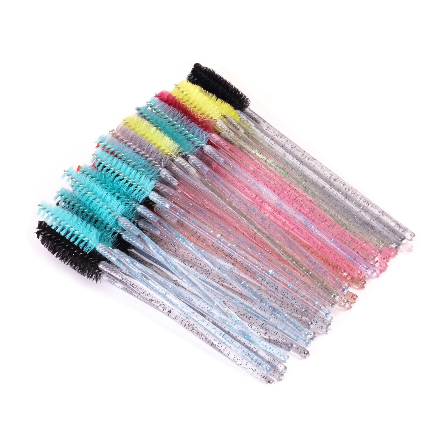 Glitter nylon wimperborsteltjes 50 stuks – mix kleuren