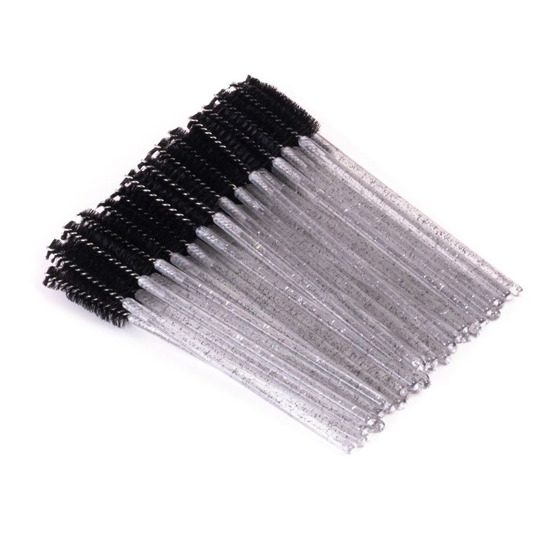 Glitter wimper- en wenkbrauwborsteltjes 50 stuks – zwart