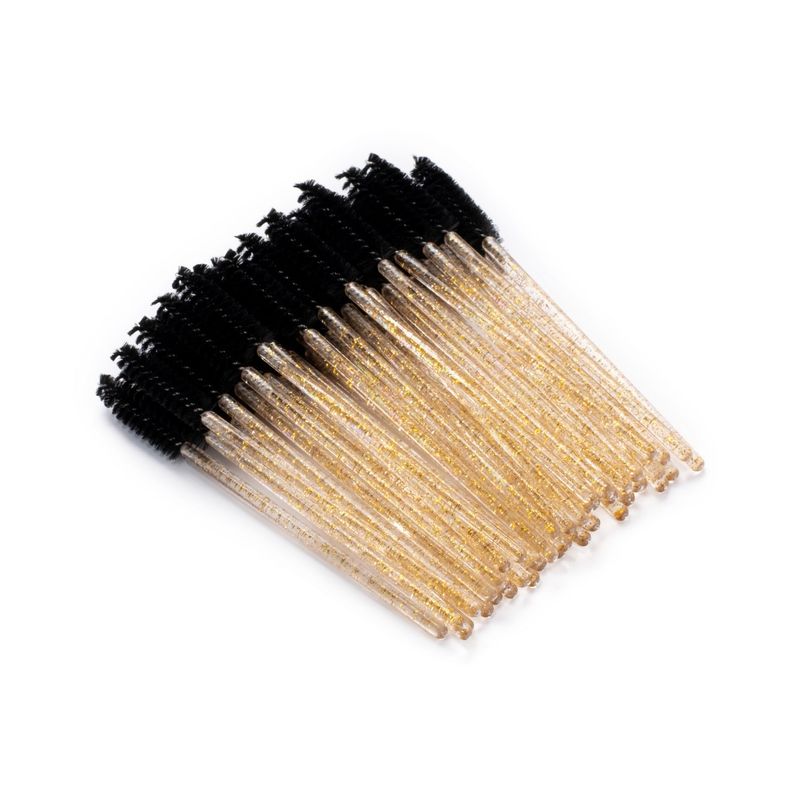 Glitter wimperborstels zwart – 50 stuks