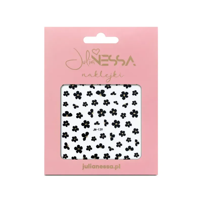 Julia Nessa - Abțibilduri pentru unghii – flori negre JN-139
