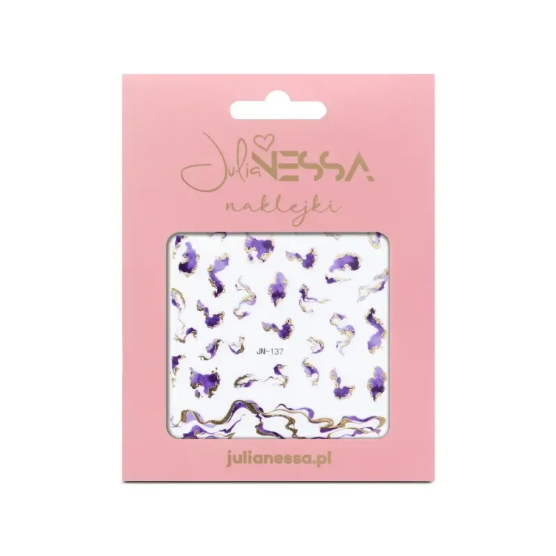 Julia Nessa - Abțibilduri pentru unghii – marmură mov JN-137