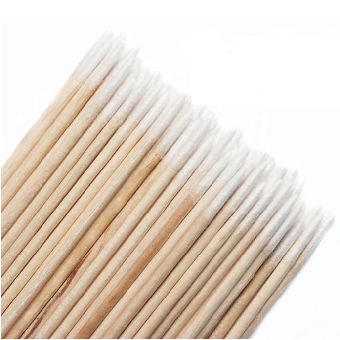 Houten Cosmetische Wattenstaafjes met Katoen – 100 stuks