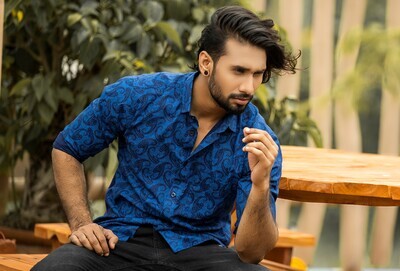 Printed Casual Shirt: Blue Color